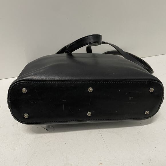 Vintage DOONEY & BOURKE Black Leather Bucket Tote Bag All Weather Purse Charm - Picture 7 of 10